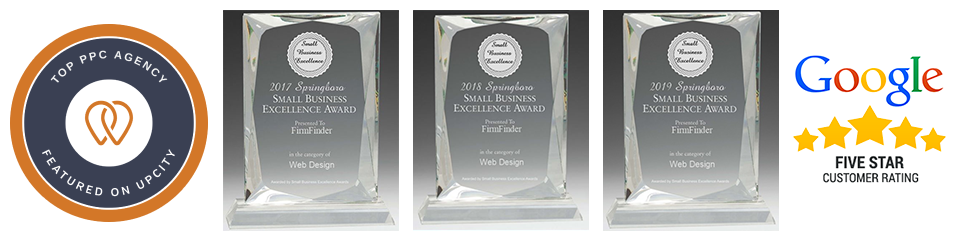 Three different views of the small business excellence award.