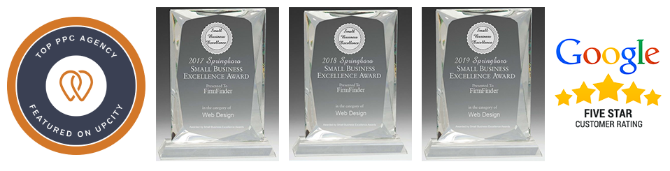 Three different views of the small business excellence award.