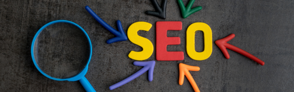 A group of arrows pointing to the word seo.
