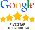 A google five star rating logo with a picture of the same image.